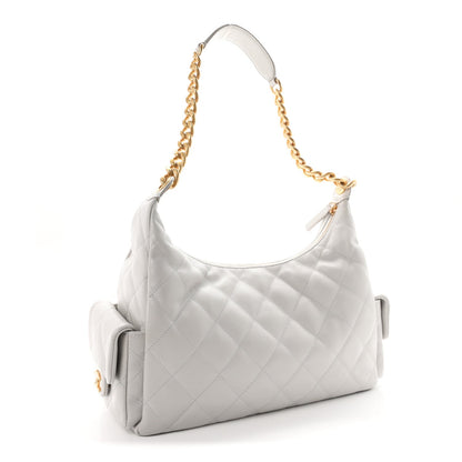 Large Quilted Lambskin Hobo Bag - Grey