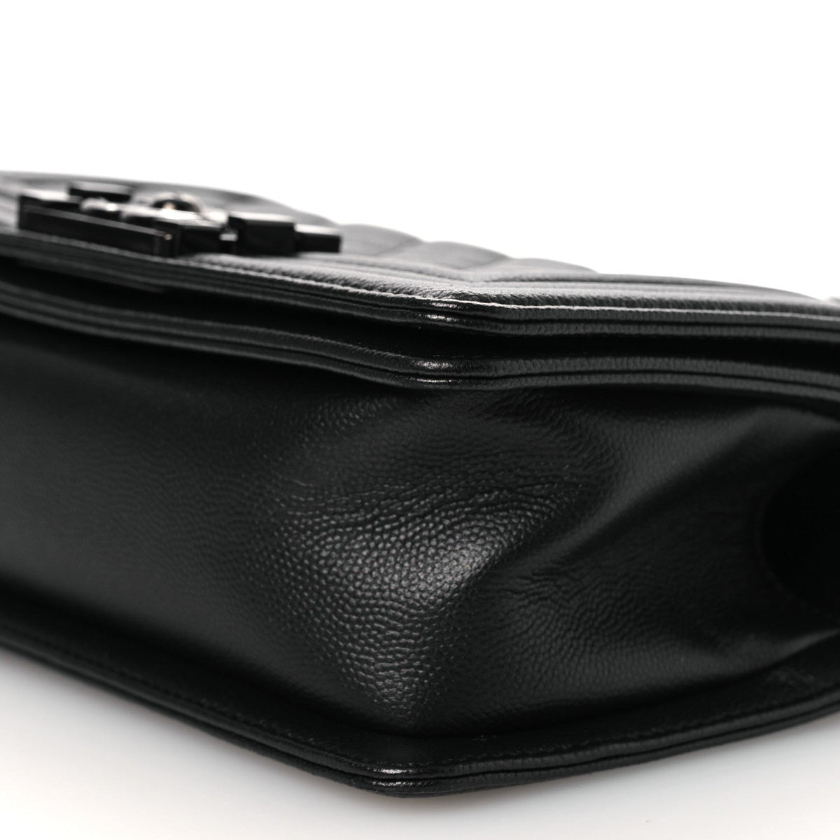 Small Quilted Caviar Flap Shoulder Bag - Black