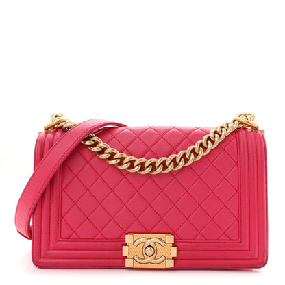 Medium Quilted Lambskin Flap Shoulder Bag
