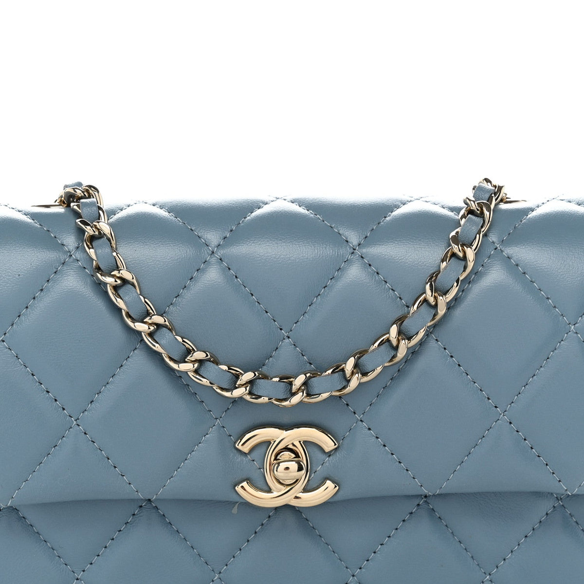 Quilted Lambskin Clutch Bag - Tan
