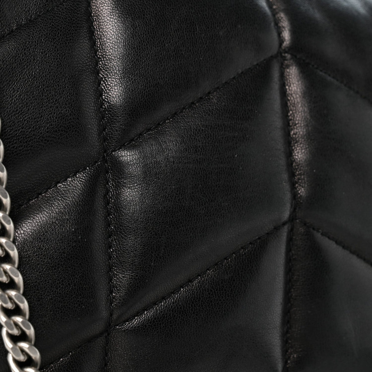 Quilted Lambskin Satchel Bag - Black