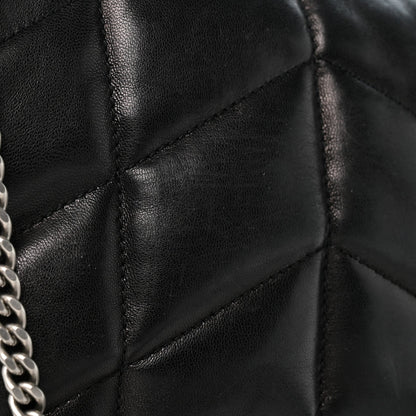 Quilted Lambskin Satchel Bag - Black