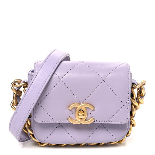 Mini Quilted Calfskin Handbag - Purple