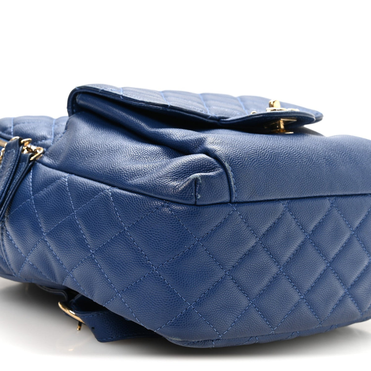 Large Quilted Caviar Backpack - Blue
