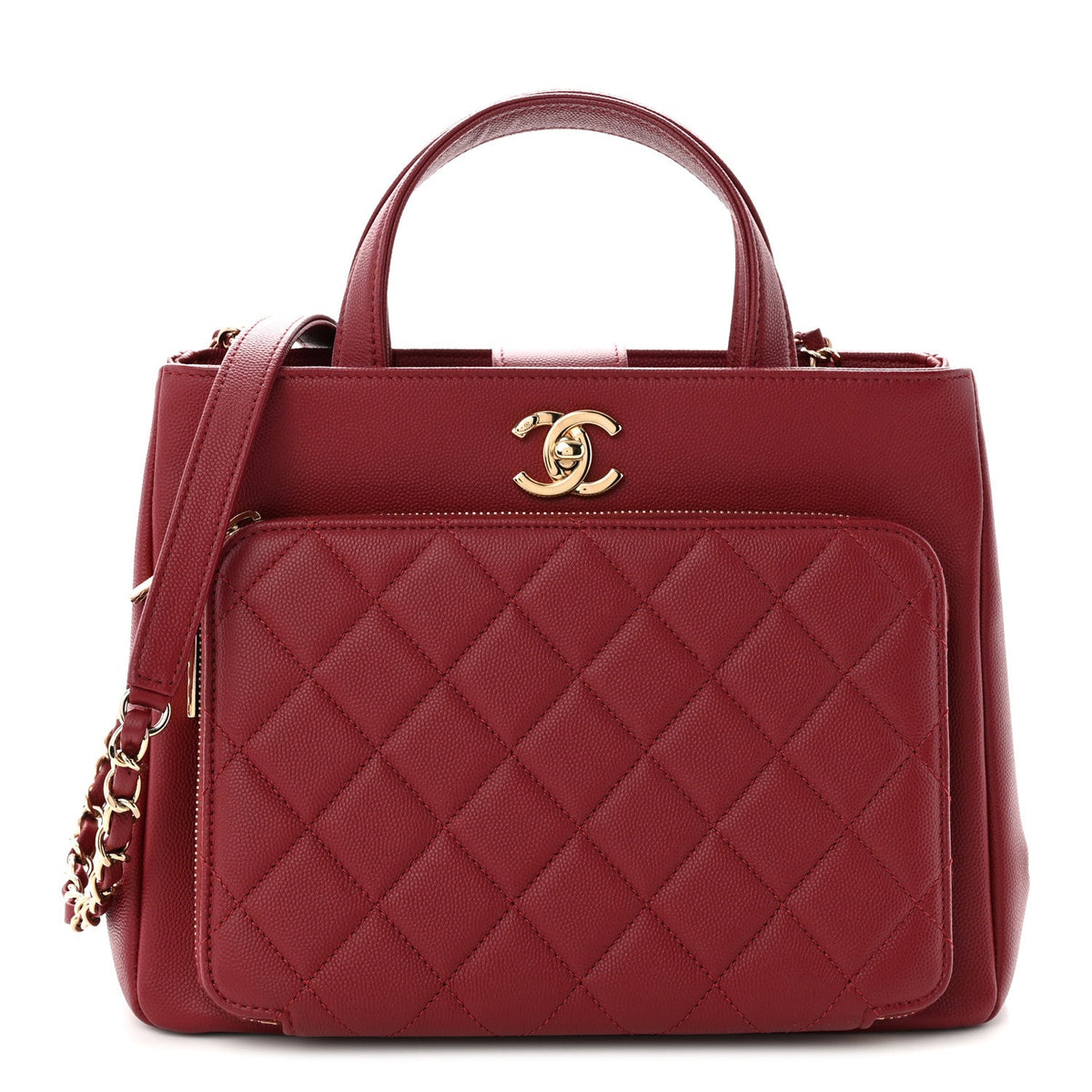 Small Quilted Caviar Handbag - Red