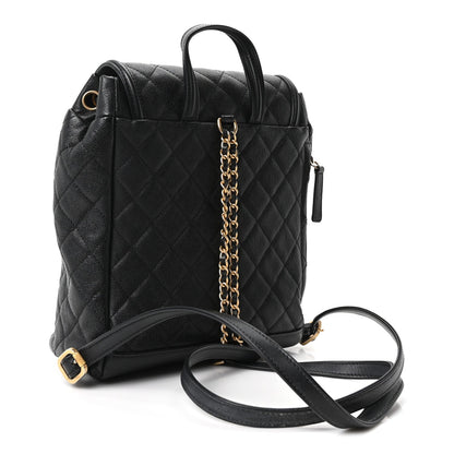 Quilted Caviar Backpack - Black