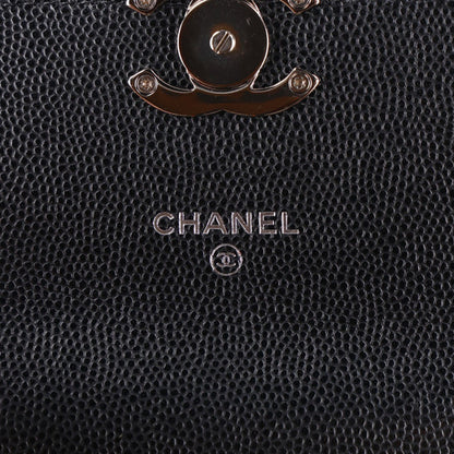 Quilted Caviar Clutch Bag - Black