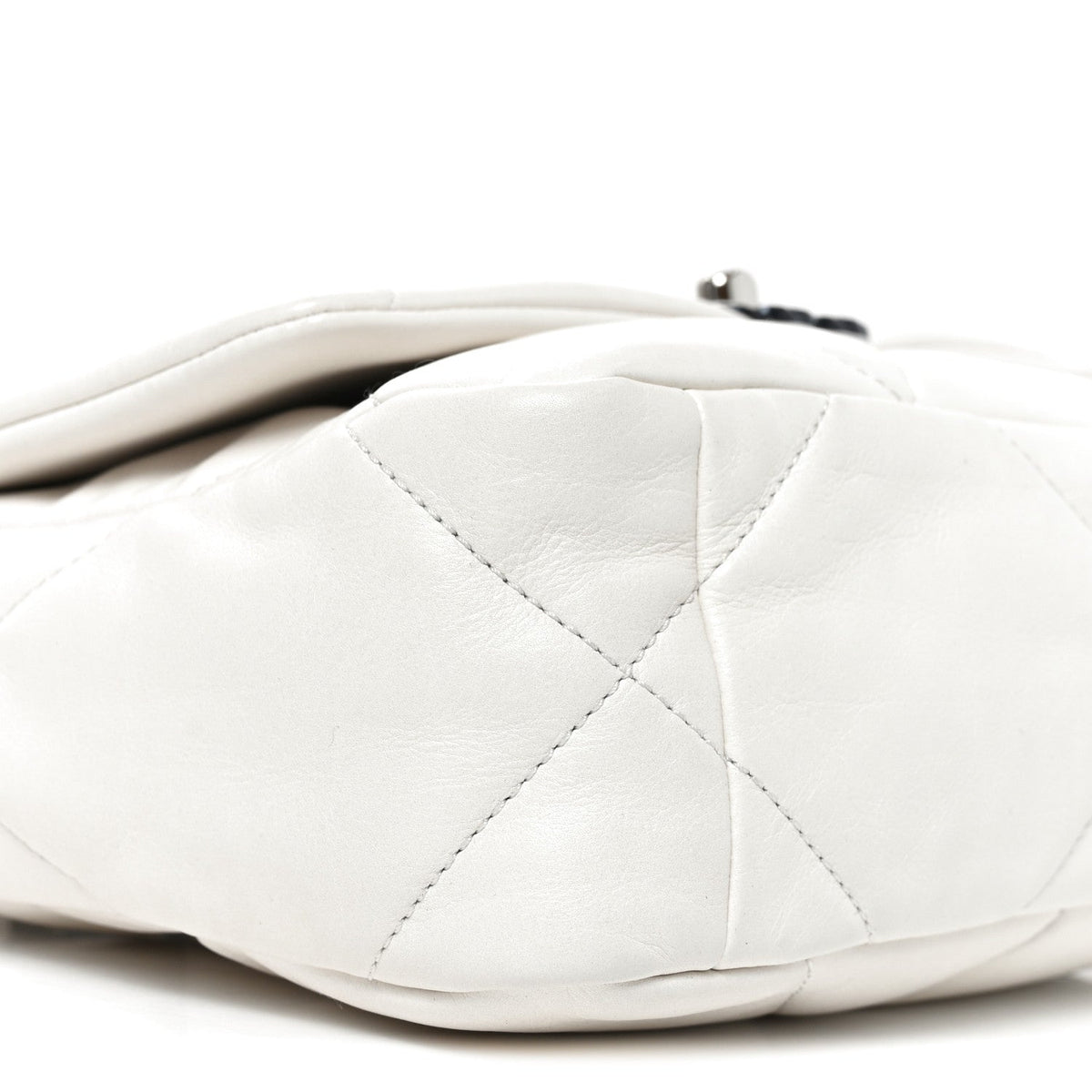 Medium Quilted Calfskin Flap Shoulder Bag - White
