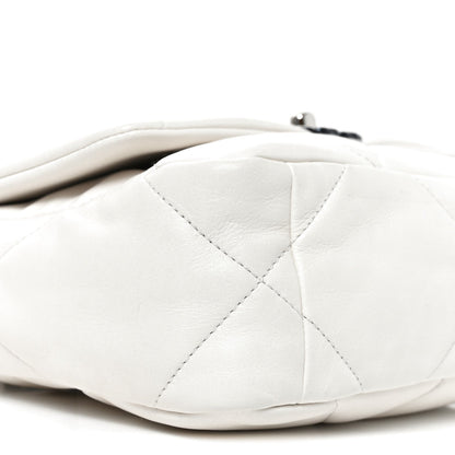 Medium Quilted Calfskin Flap Shoulder Bag - White