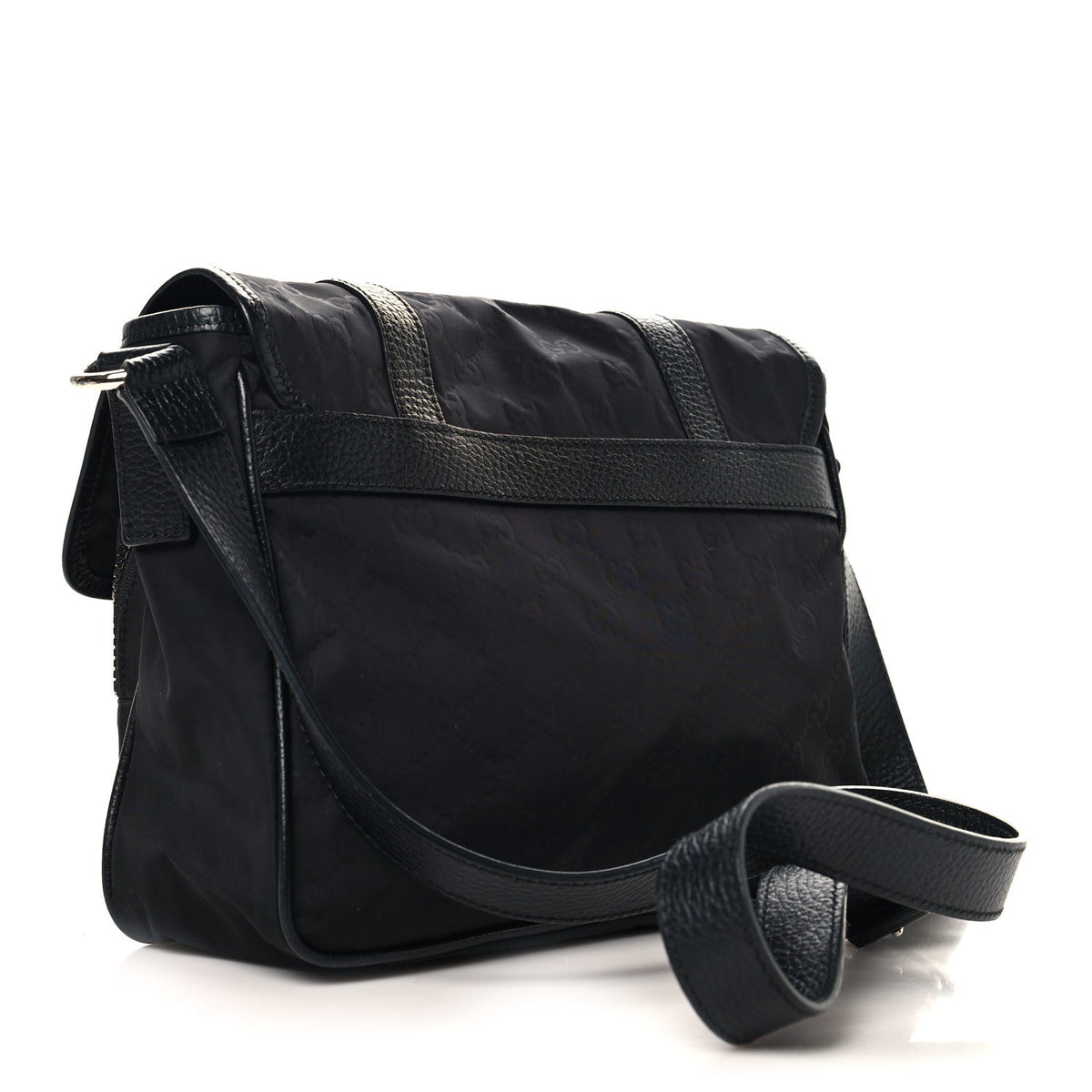 Nylon Flap Shoulder Bag - Black