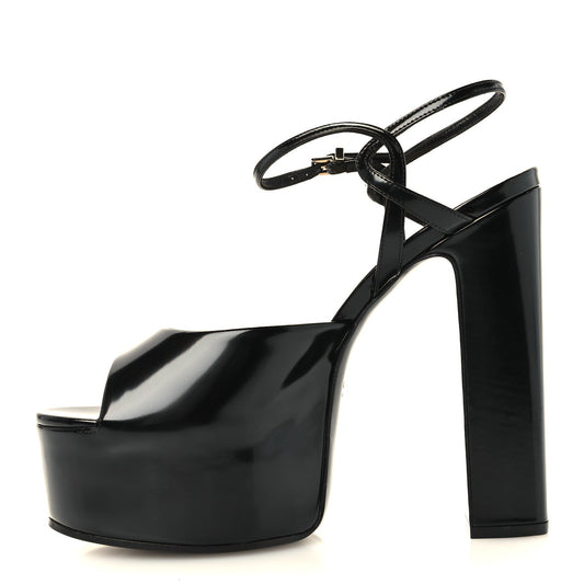 Regent Calfskin Nizza 95Mm Platform Sandals Black