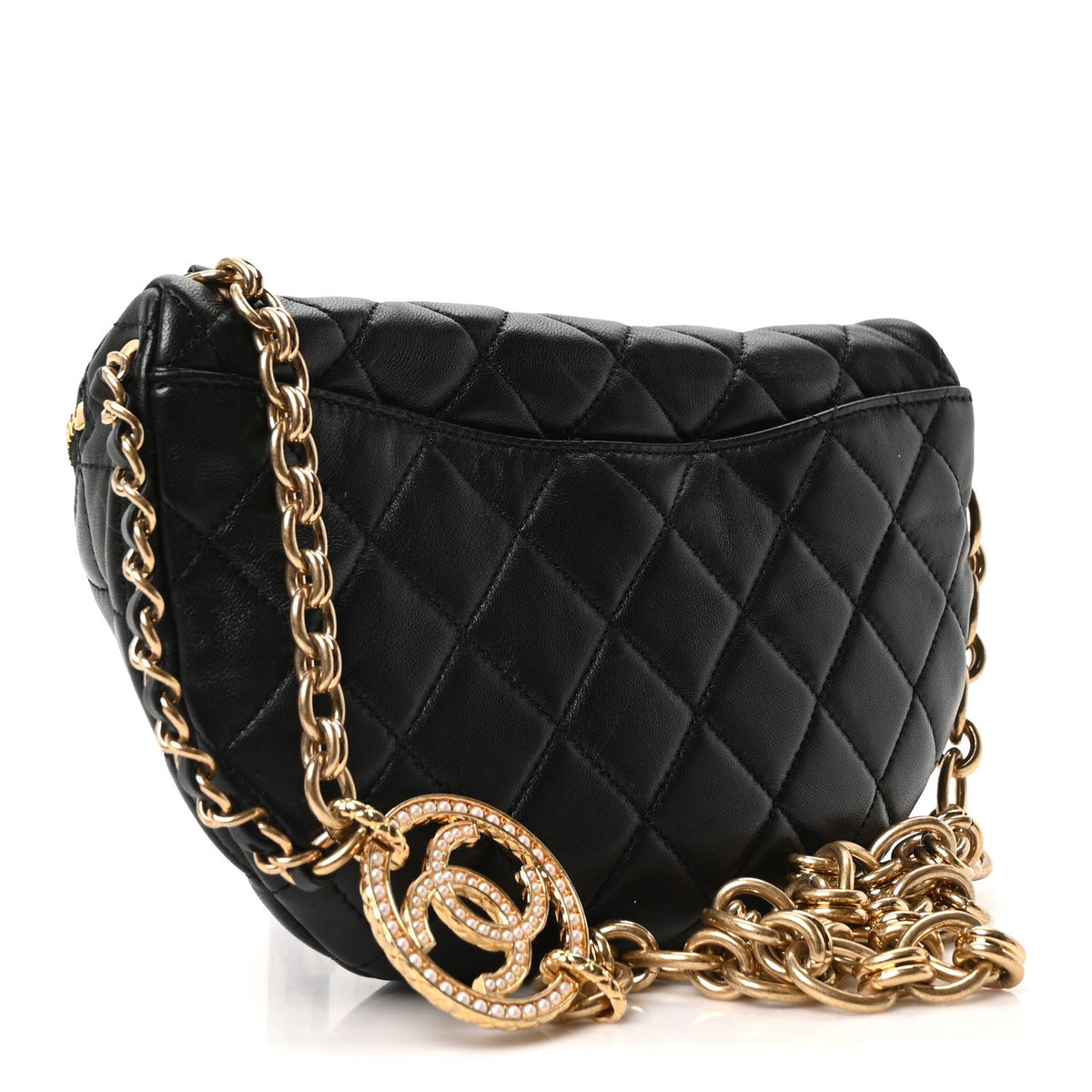 Quilted Lambskin Belt Bag - Black