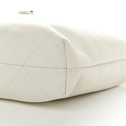 Small Quilted Calfskin Hobo Bag - White