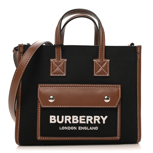 Mini Calfskin Canvas Tote Bag - Black