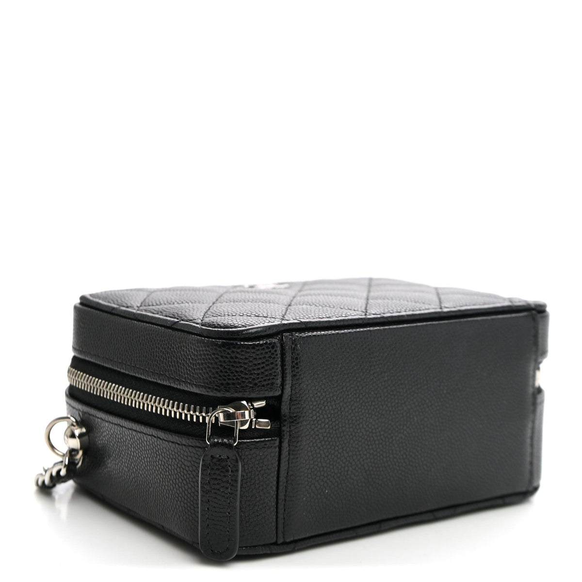 Quilted Caviar Crossbody Bag - Black