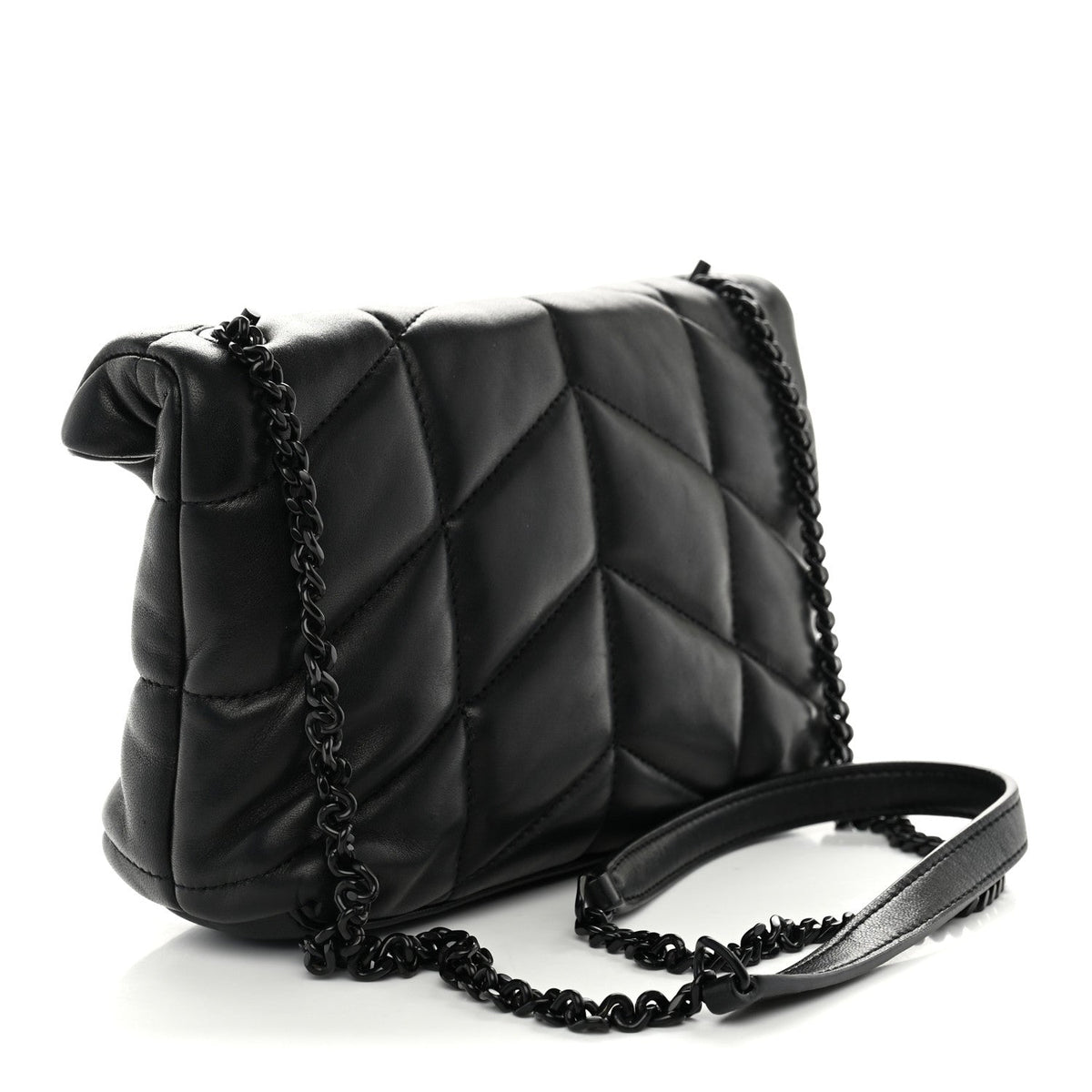 Quilted Lambskin Satchel Bag - Black