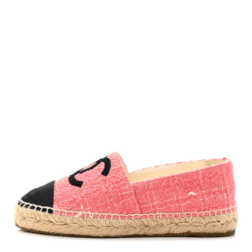 Tweed Grosgrain CC Espadrilles Pink