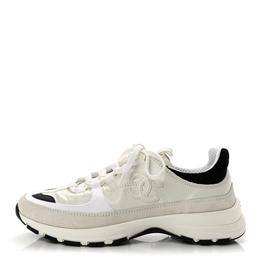 Calfskin Suede CC Sneakers White Black