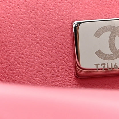 Mini Quilted Lambskin Flap Shoulder Bag - Pink