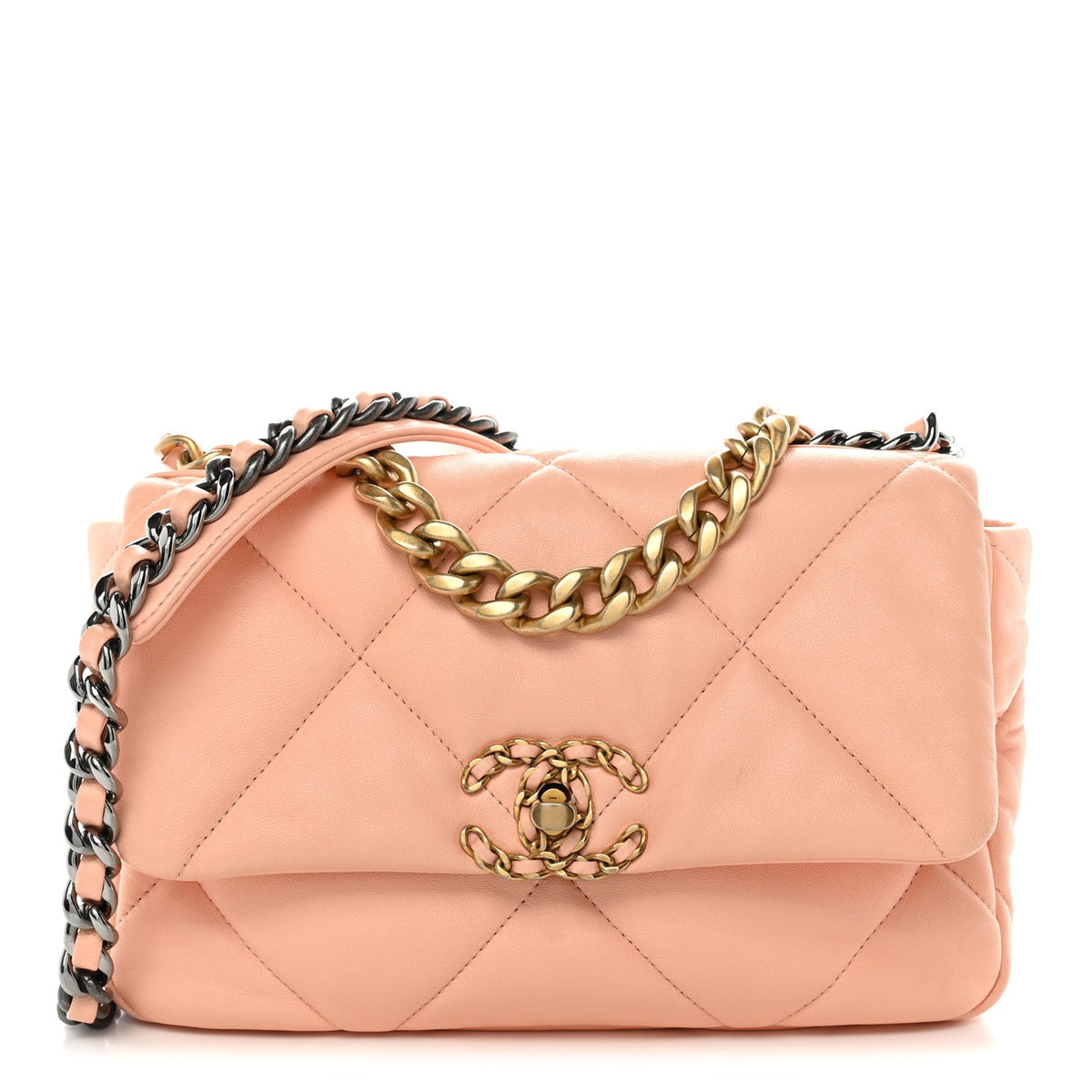 Medium Quilted Goatskin Flap Shoulder Bag - Pink