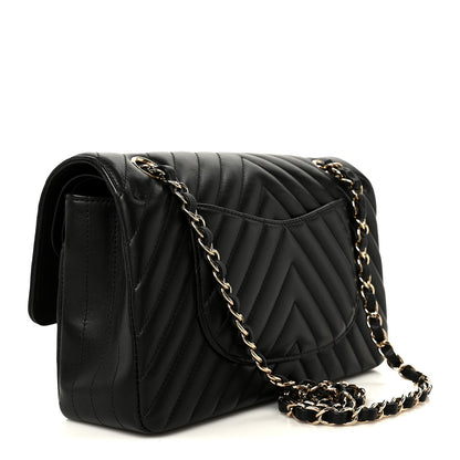 Medium Quilted Lambskin Flap Shoulder Bag - Black