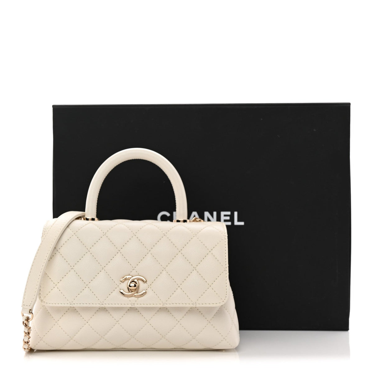 Mini Quilted Caviar Flap Shoulder Bag - White