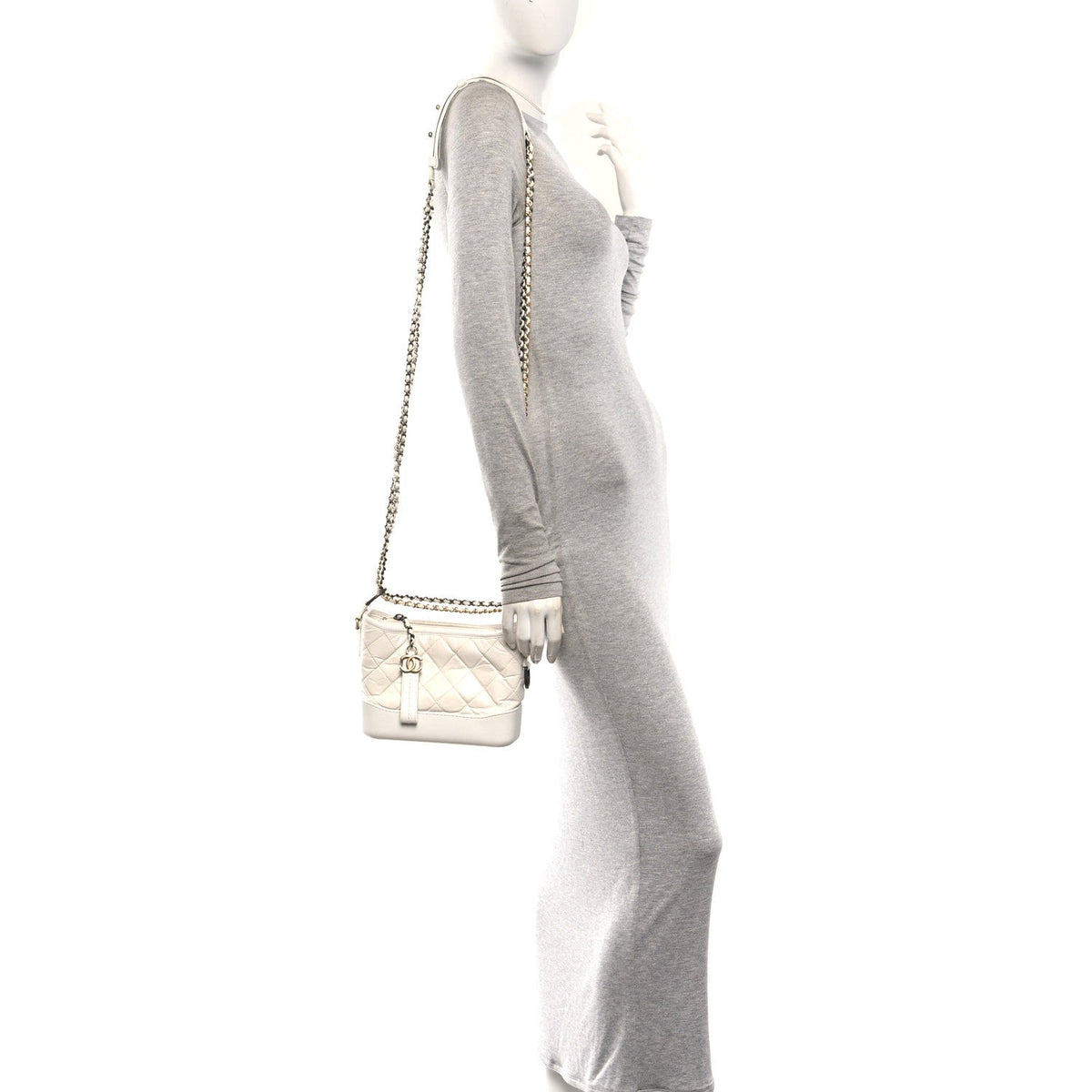 Small Quilted Calfskin Hobo Bag - White