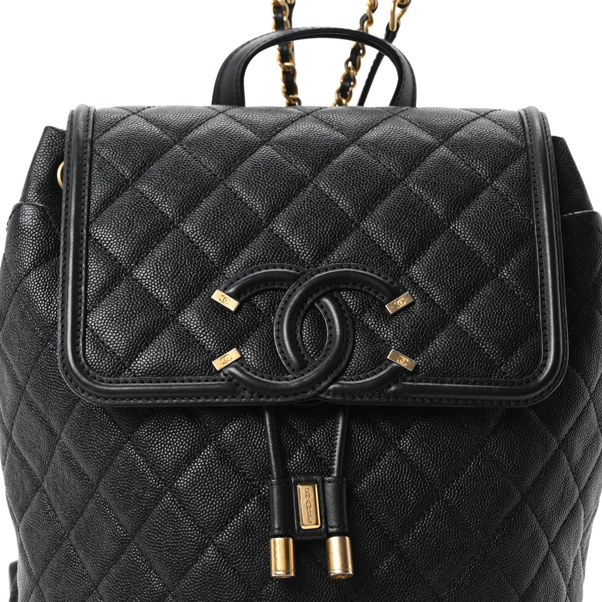 Quilted Caviar Backpack - Black