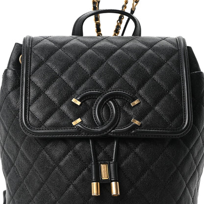 Quilted Caviar Backpack - Black