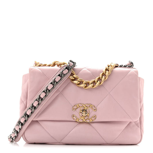 Medium Quilted Lambskin Flap Shoulder Bag - Pink