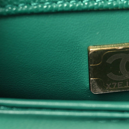 Mini Quilted Caviar Flap Shoulder Bag - Green
