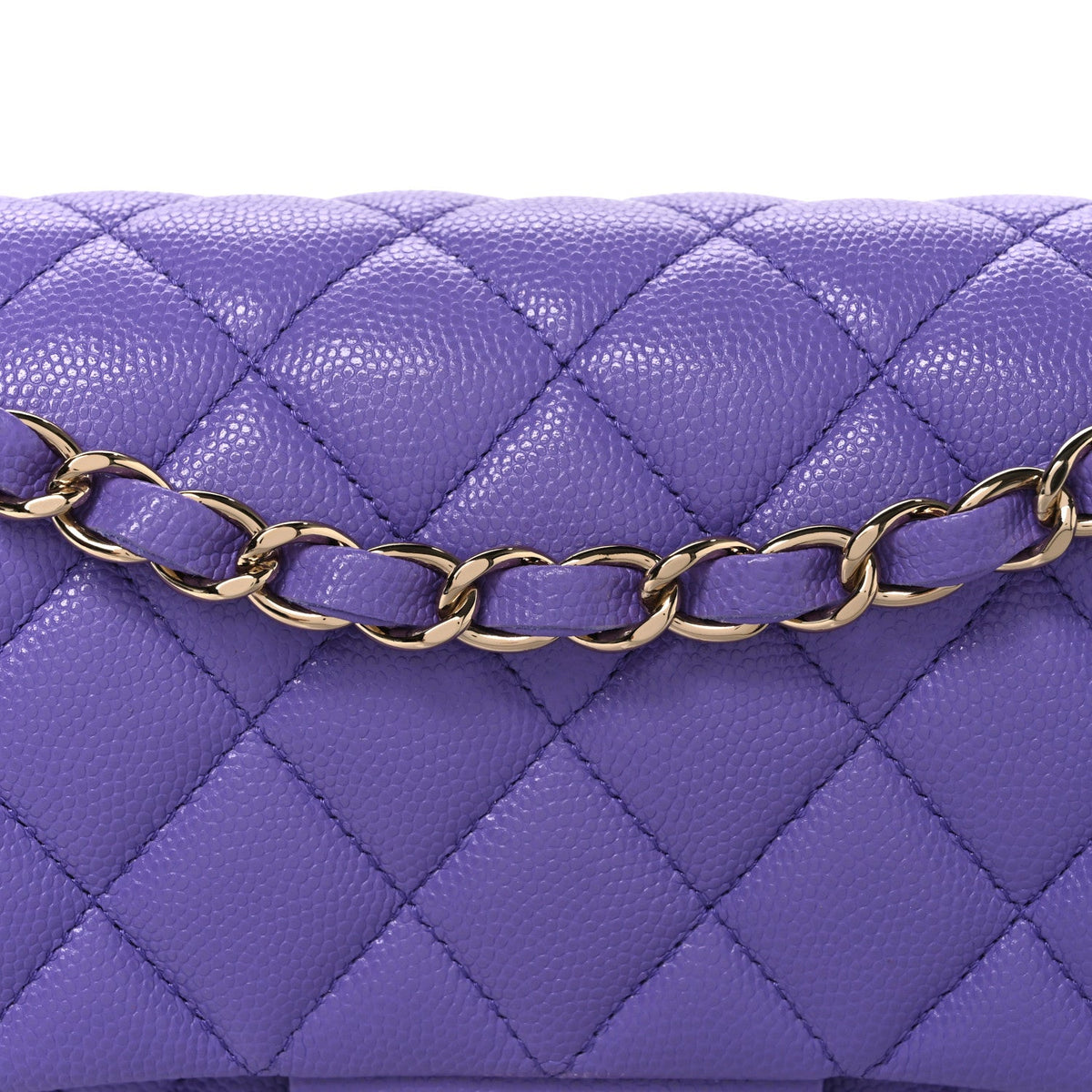 Small Quilted Caviar Flap Shoulder Bag - Purple