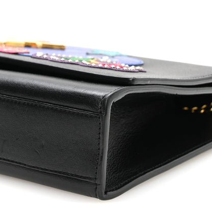 Medium Lambskin Satchel Bag - Black