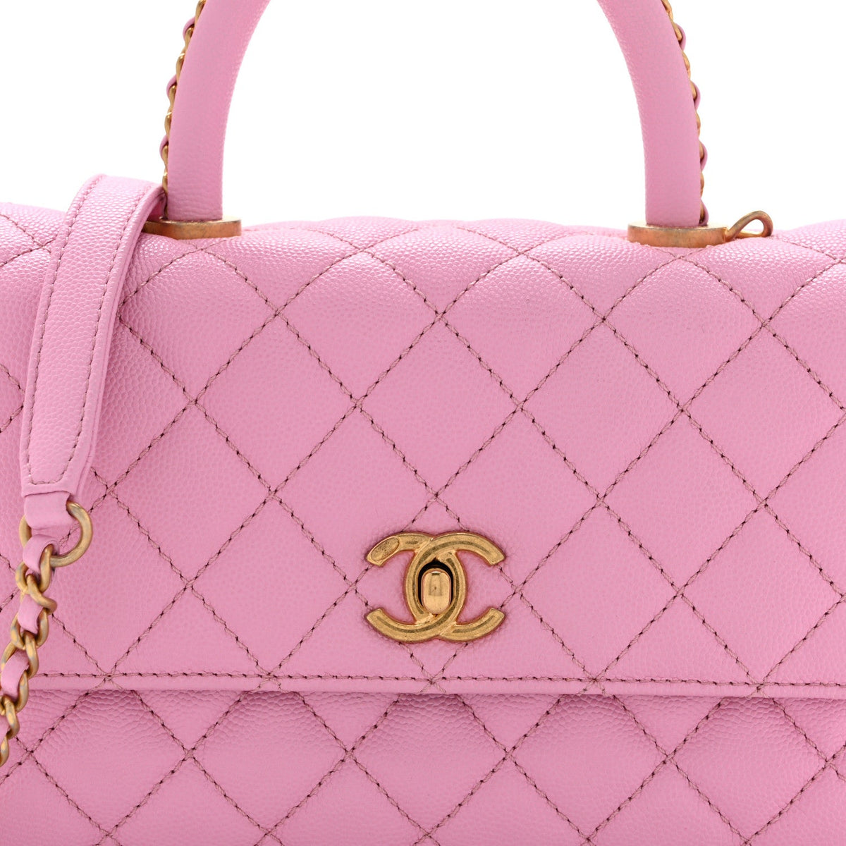 Mini Quilted Caviar Flap Shoulder Bag - Pink