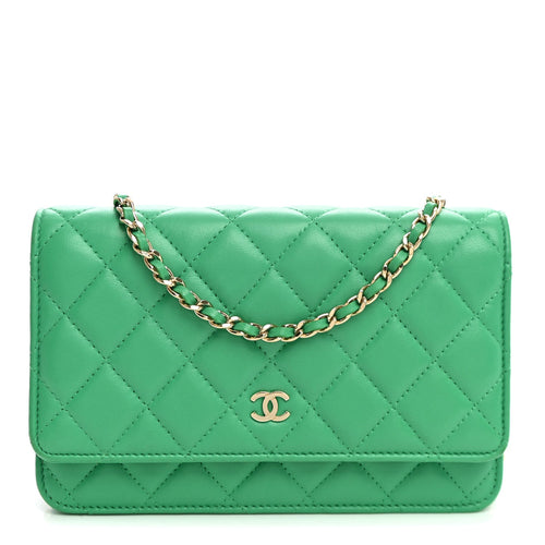 Quilted Lambskin Wallet Bag - Green