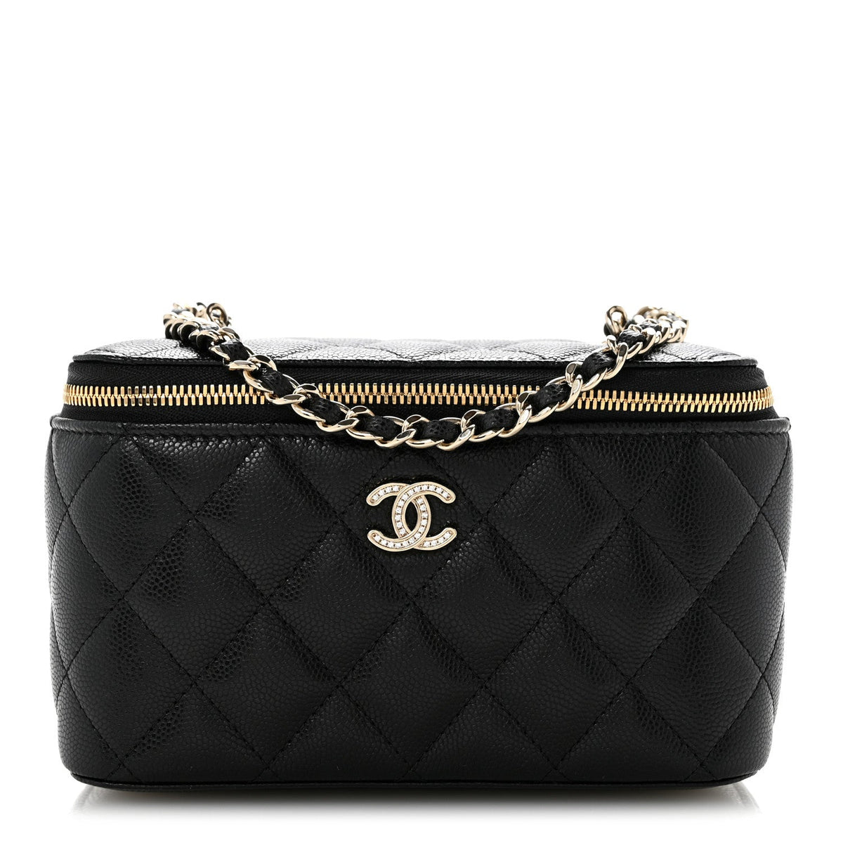 Quilted Caviar Handbag - Black