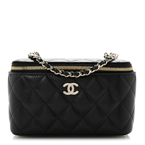 Quilted Caviar Handbag - Black