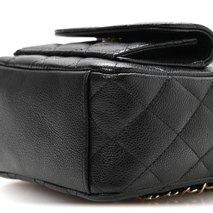 Mini Quilted Caviar Backpack - Black