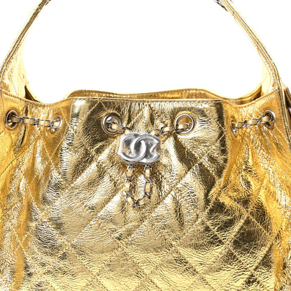 Small Quilted Calfskin Handbag - Gold