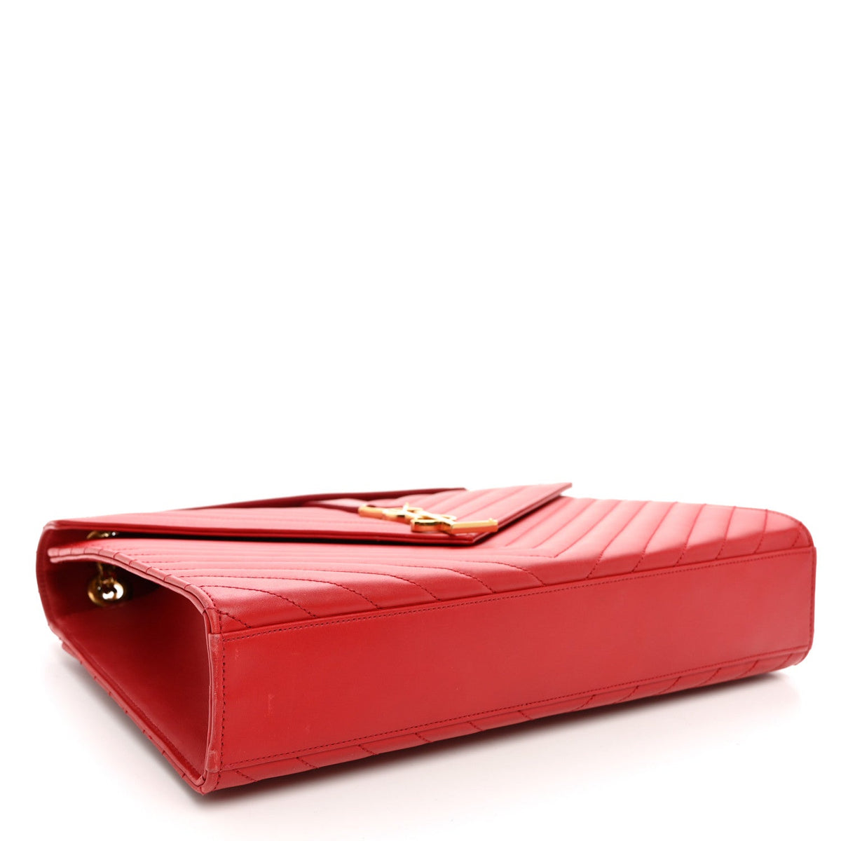 Large Calfskin Satchel Bag - Red