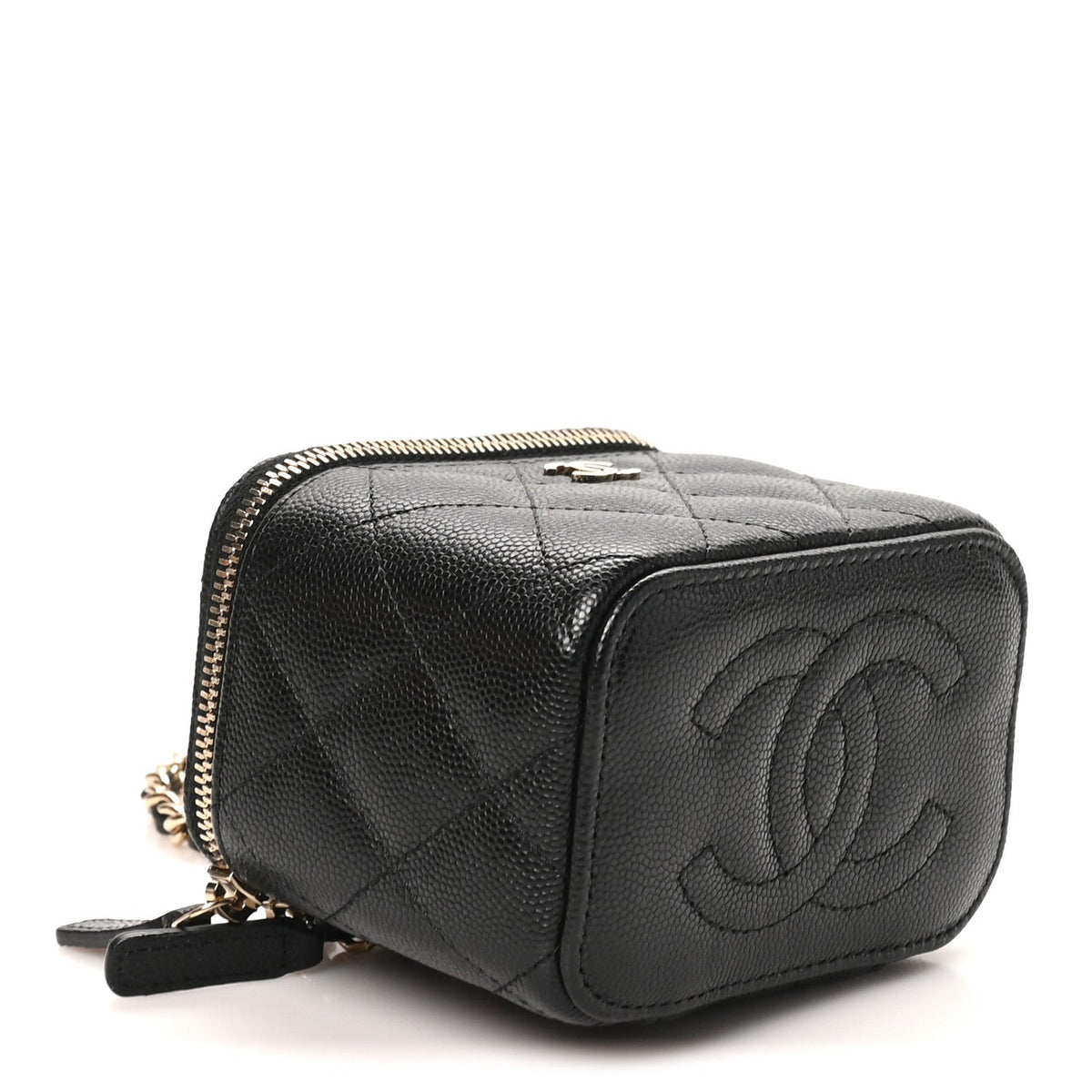 Mini Quilted Caviar Handbag - Black