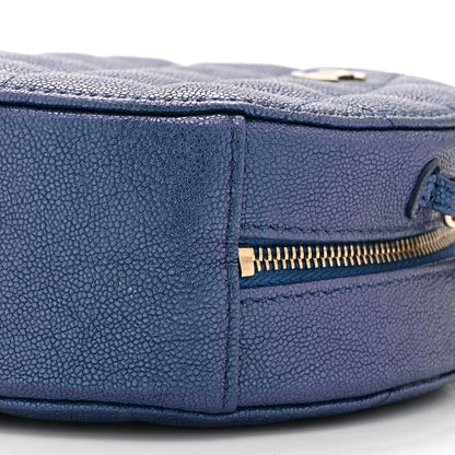 Quilted Caviar Clutch Bag - Blue