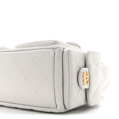 Large Quilted Lambskin Hobo Bag - Grey