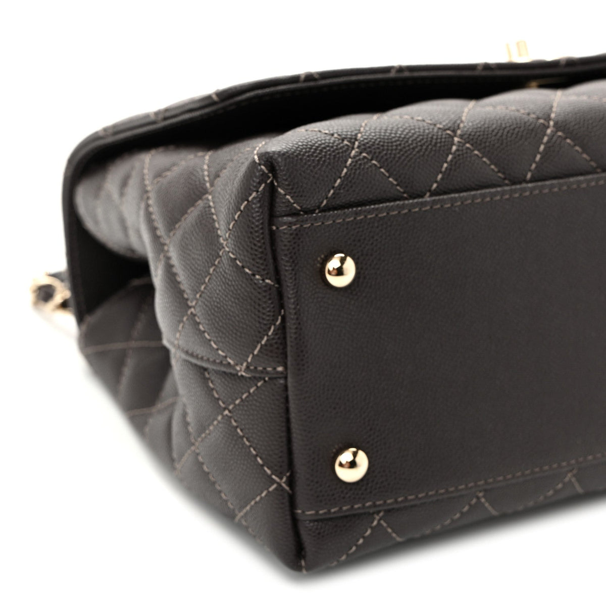 Small Quilted Caviar Flap Shoulder Bag - Brown
