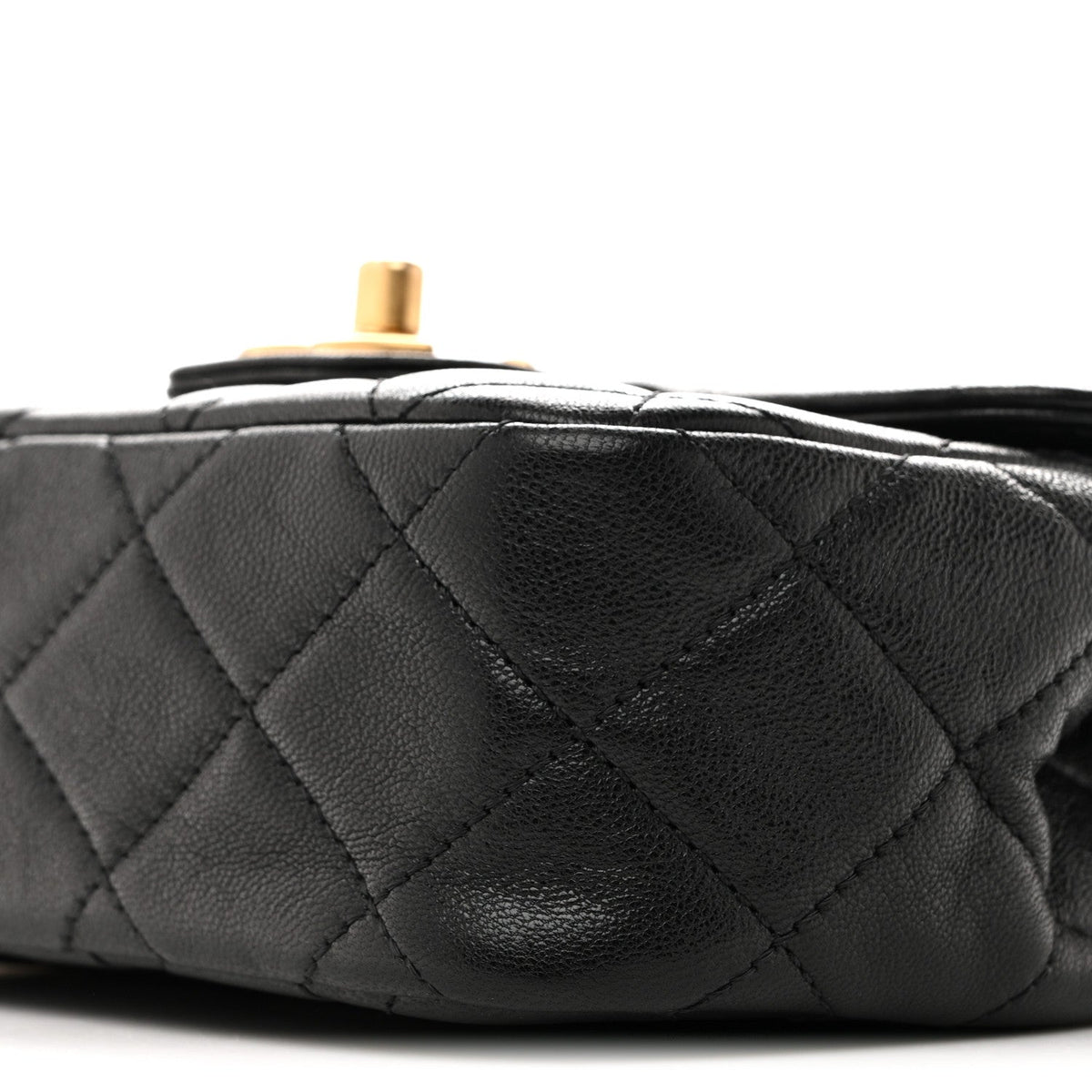 Mini Quilted Goatskin Flap Shoulder Bag - Black