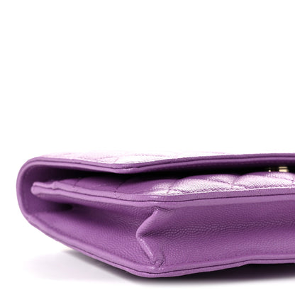 Quilted Caviar Wallet Bag - Purple