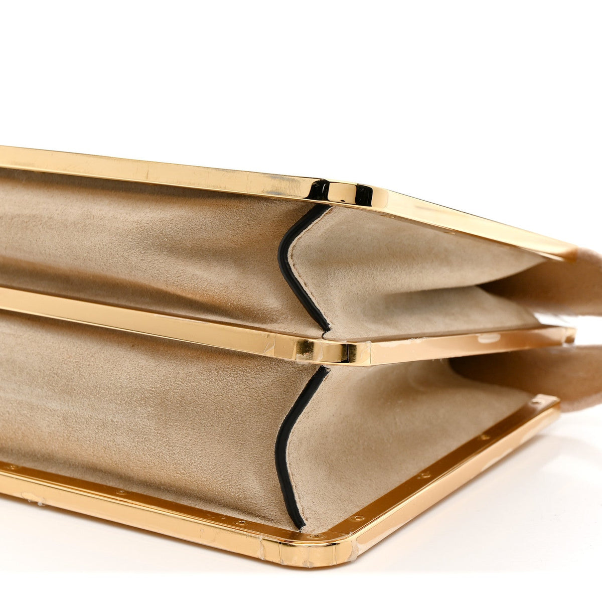 Small Suede Satchel Bag - Beige