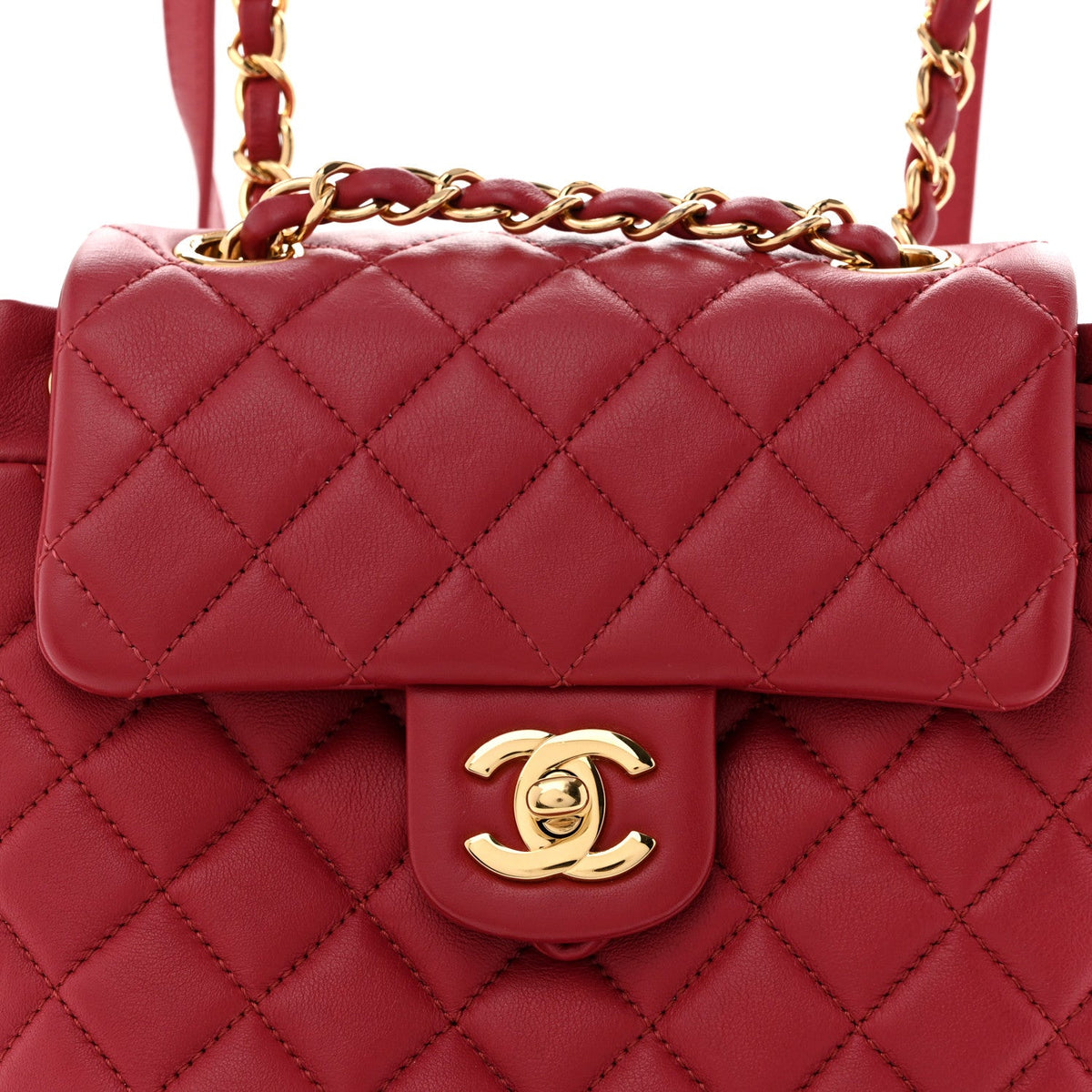 Mini Quilted Calfskin Backpack - Red
