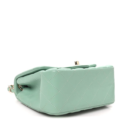 Mini Quilted Lambskin Flap Shoulder Bag - Light Green