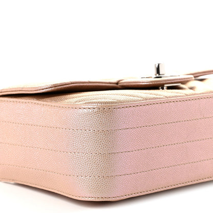Mini Quilted Caviar Flap Shoulder Bag - Tan